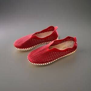 Ilse Jacobsen Norway Tulip Red Women’s 9.5 / 40 Leather Loafers Slip-On Flats